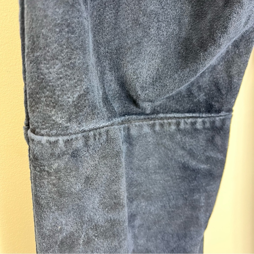 Vintage 80s 90s Wash & Wear genuine suede dark blue high rise slim fit pants 24 - Picture 11 of 15